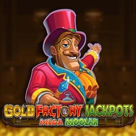 Gold Factory Jackpots Mega Moolah by Aurum Signature Studios, showcased at instanttcasino.com – game logo