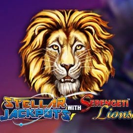 Stellar Jackpots with Serengeti Lions online game logo by Lightning Box Game on instanttcasino.com